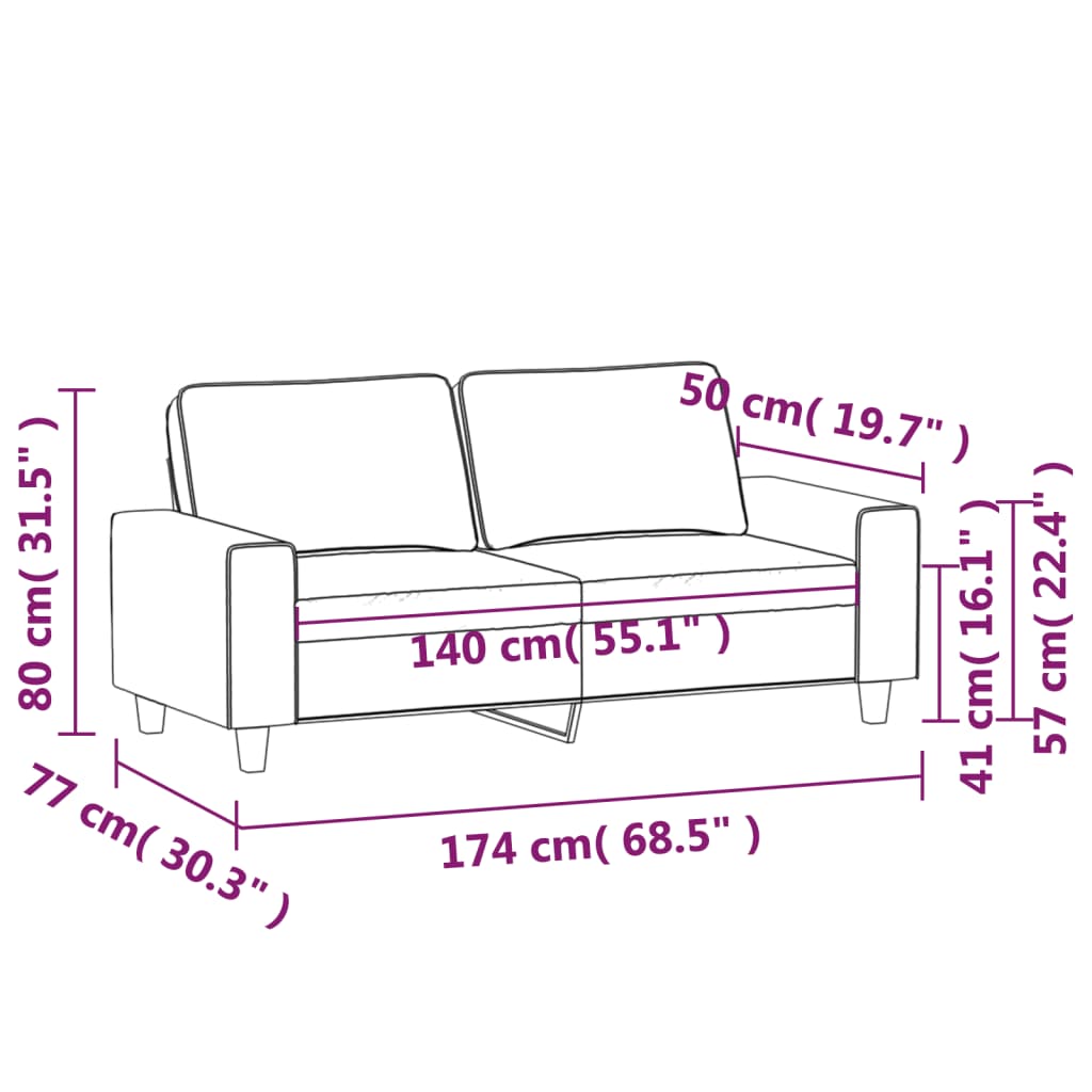 2-seater sofa, taupe grey, 140 cm, textile material