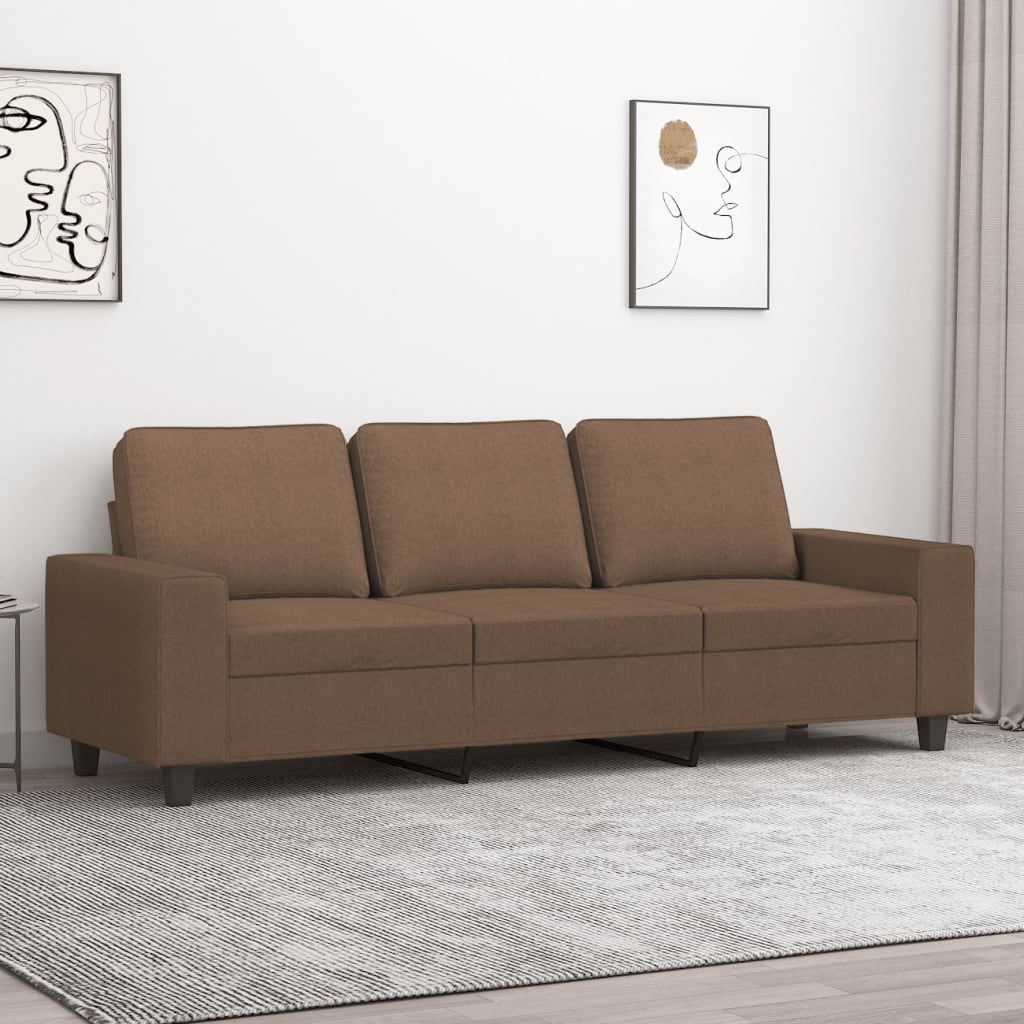 3-seater sofa, brown, 180 cm, textile material