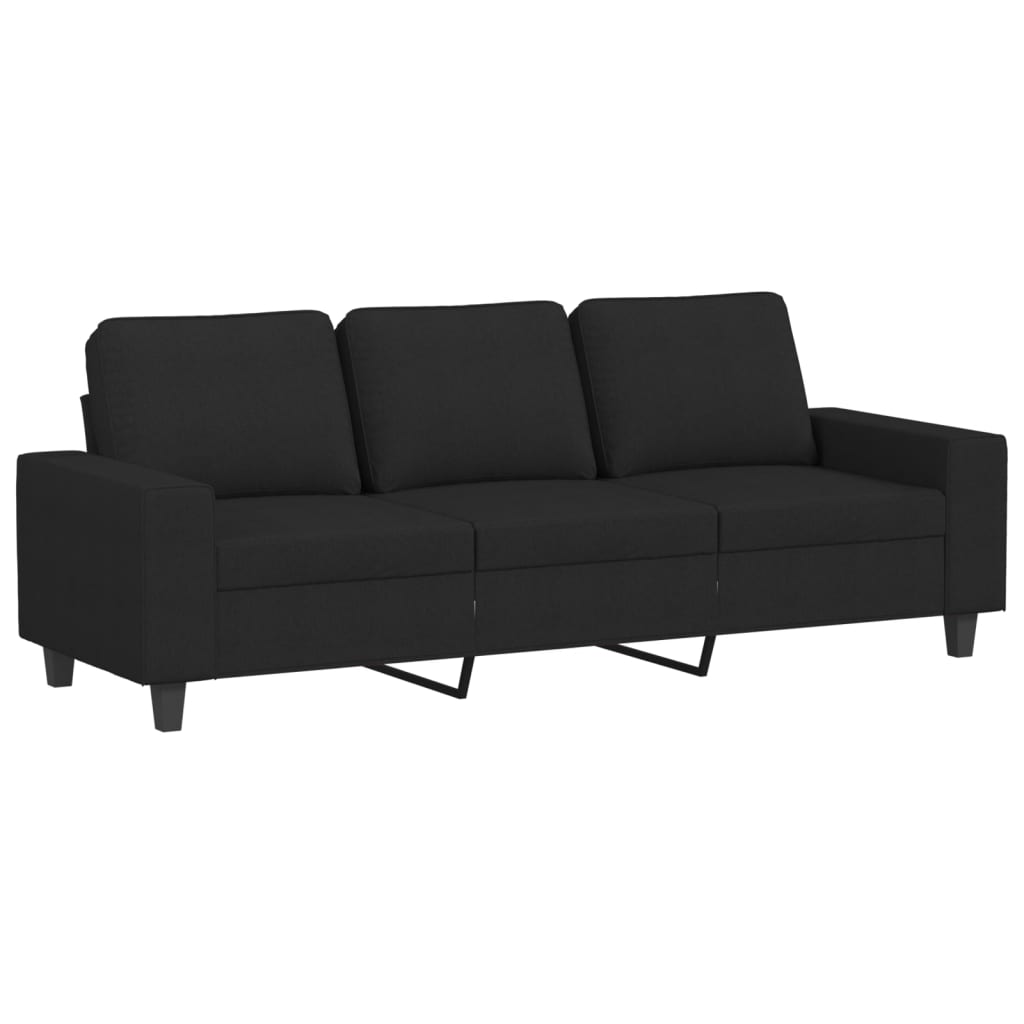 3-seater sofa, black, 180 cm, textile material