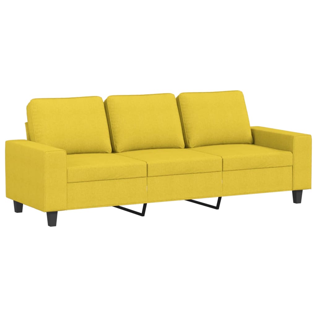 Canapea cu 3 locuri, galben deschis, 180 cm, material textil