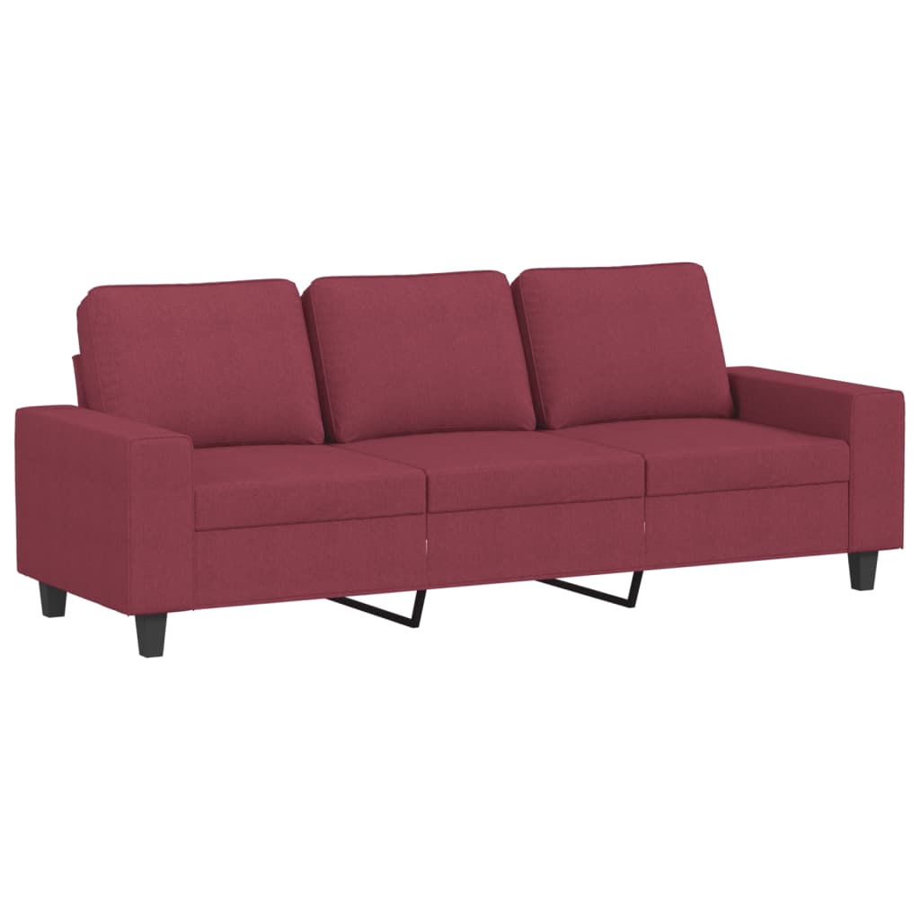 Canapea cu 3 locuri, roșu vin, 180 cm, material textil
