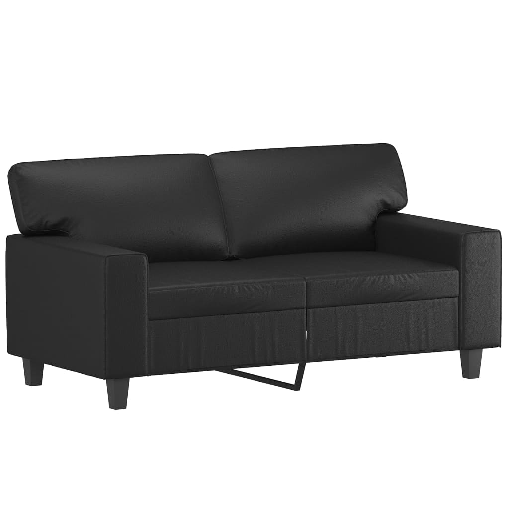 2-seater sofa, black, 120 cm, ecological leather