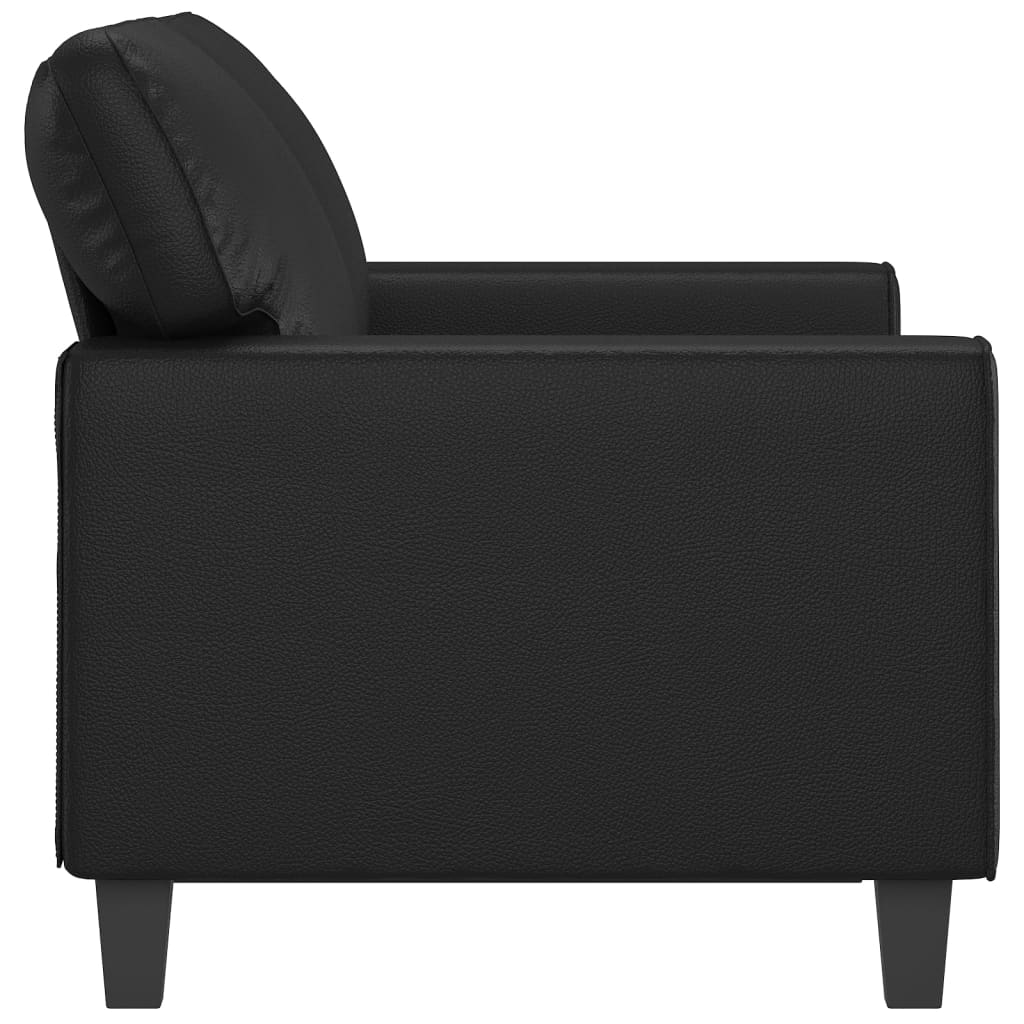 2-seater sofa, black, 120 cm, ecological leather