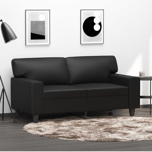 2-seater sofa, black, 120 cm, ecological leather