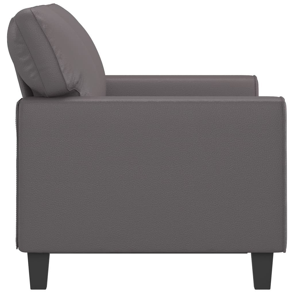 Canapea cu 2 locuri, gri, 120 cm, piele ecologică