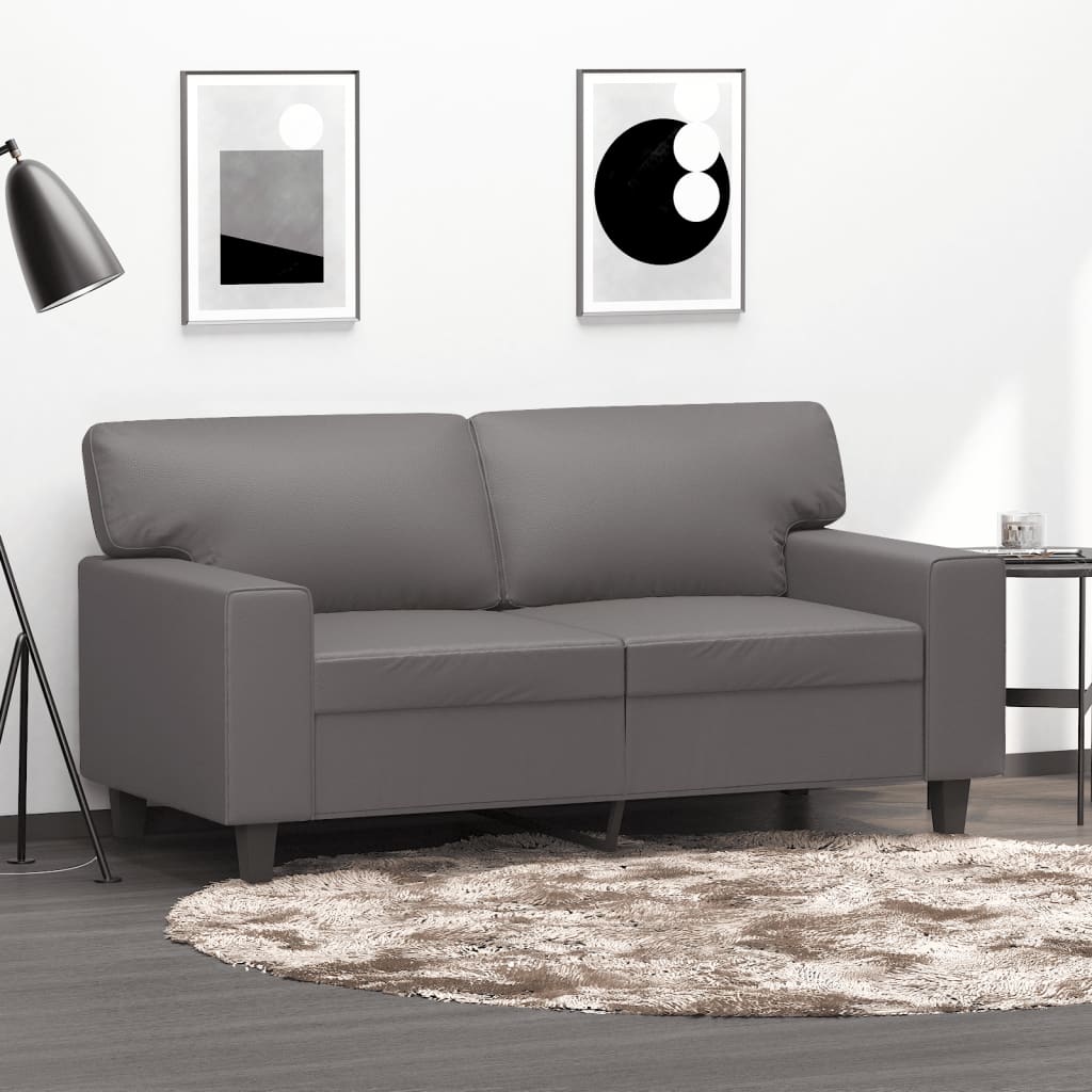 Canapea cu 2 locuri, gri, 120 cm, piele ecologică
