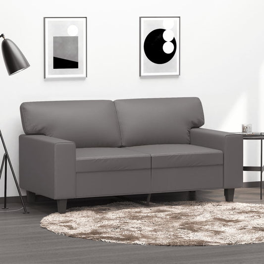 Canapea cu 2 locuri, gri, 120 cm, piele ecologică