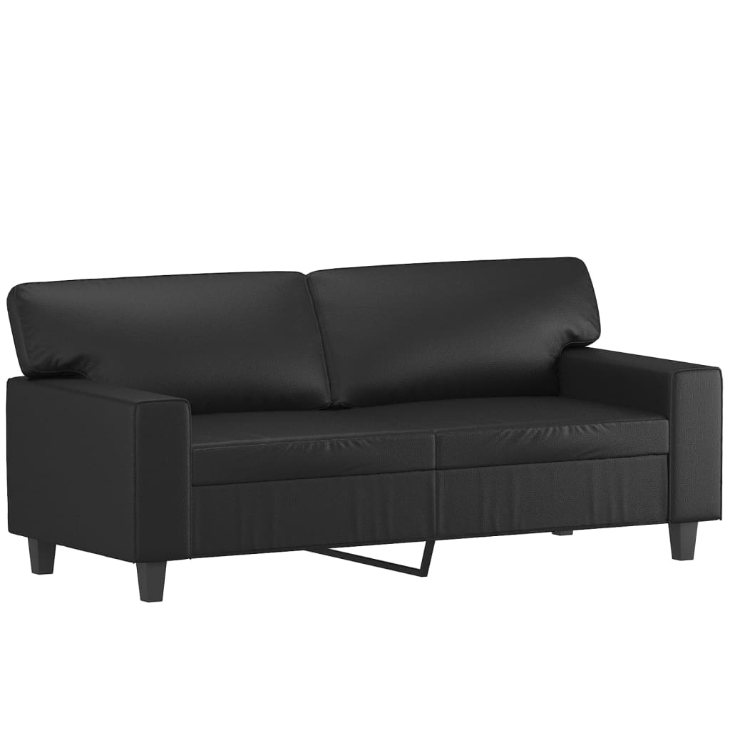 Canapea cu 2 locuri, negru, 140 cm, piele ecologică