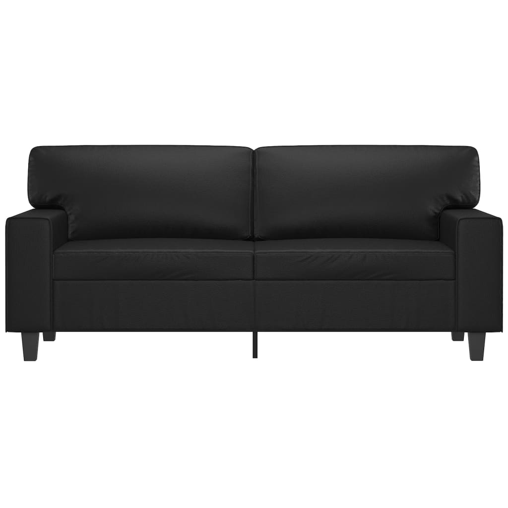 Canapea cu 2 locuri, negru, 140 cm, piele ecologică