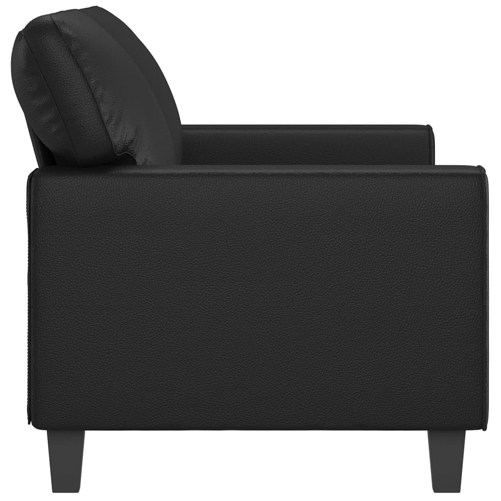 Canapea cu 2 locuri, negru, 140 cm, piele ecologică