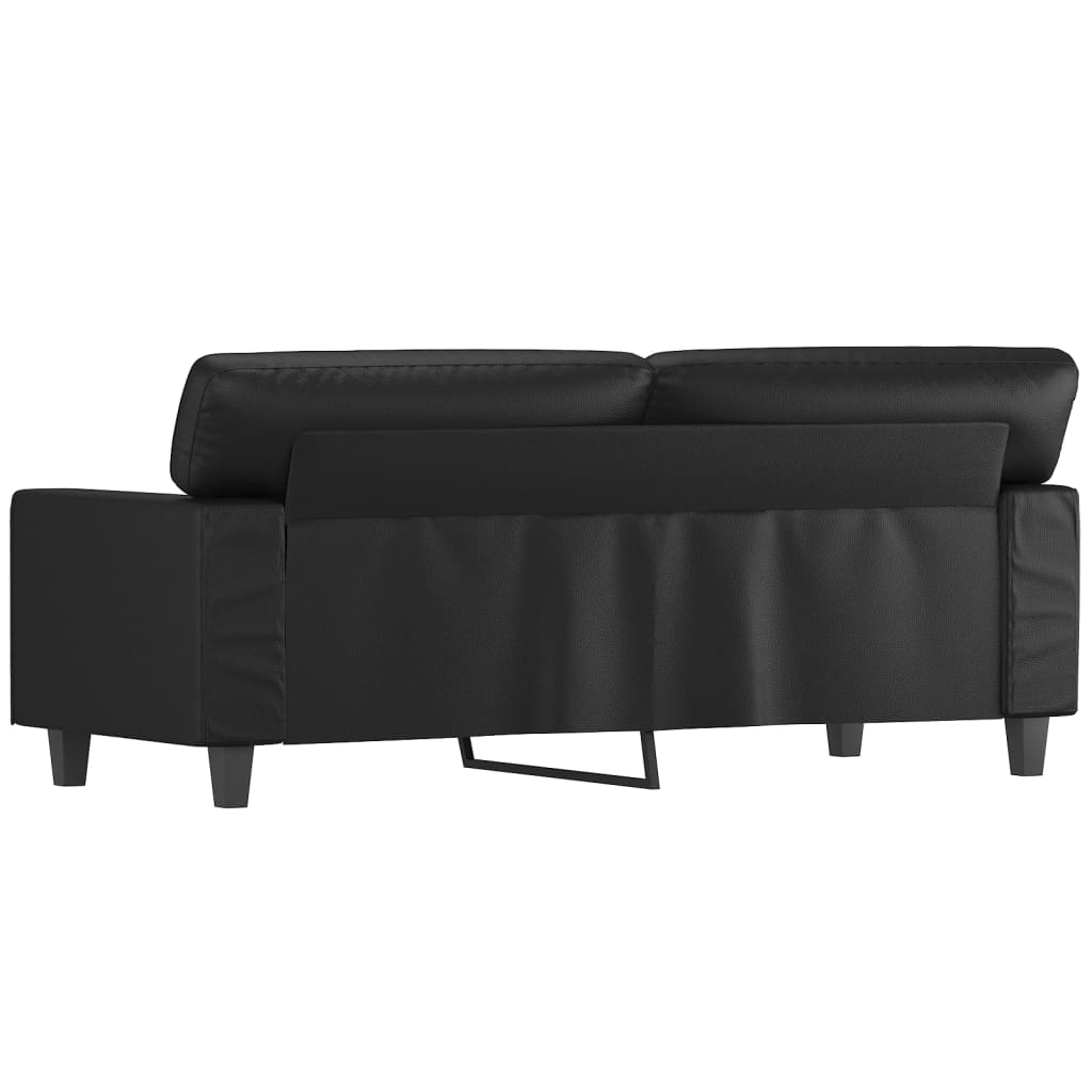 Canapea cu 2 locuri, negru, 140 cm, piele ecologică