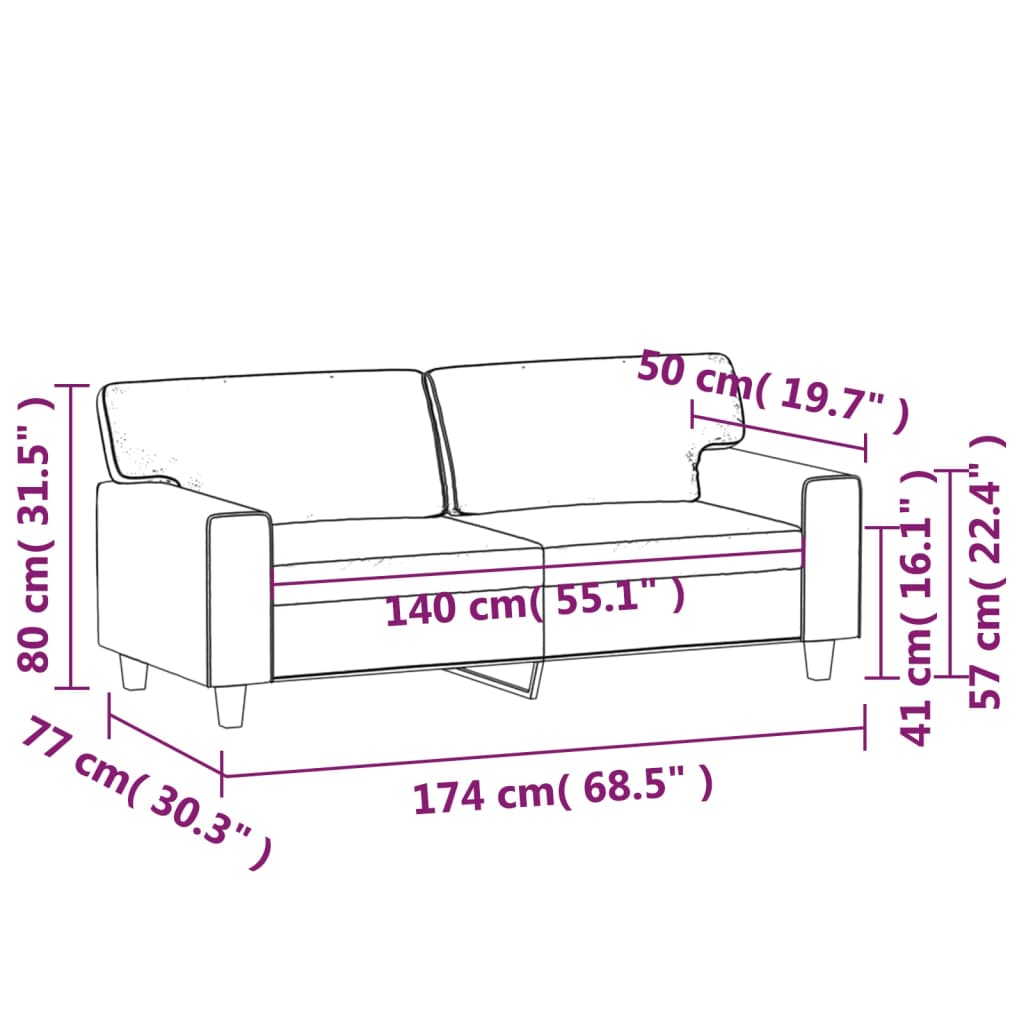 Canapea cu 2 locuri, negru, 140 cm, piele ecologică