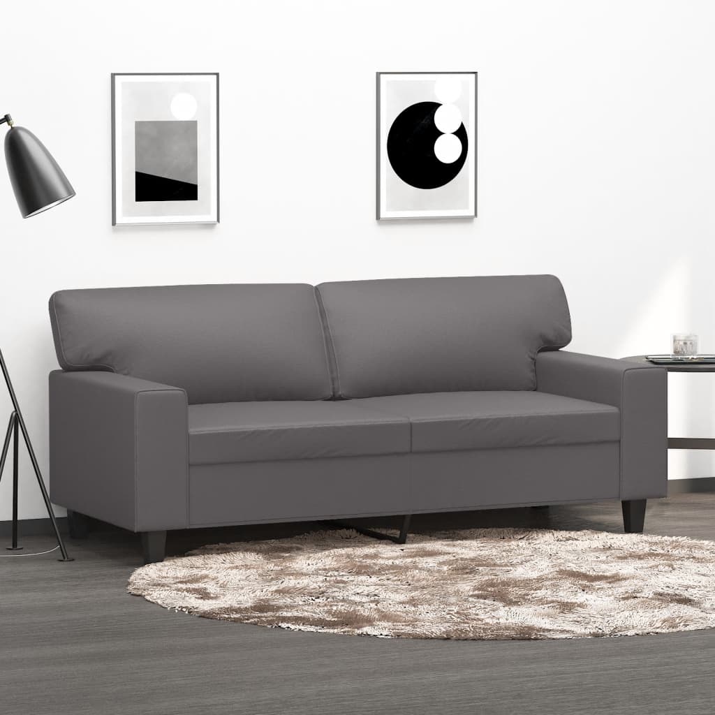 2-seater sofa, gray, 140 cm, ecological leather