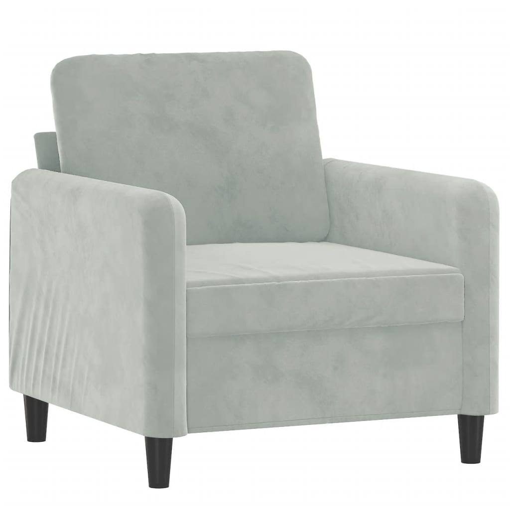 Sofa armchair, light grey, 60 cm, velvet