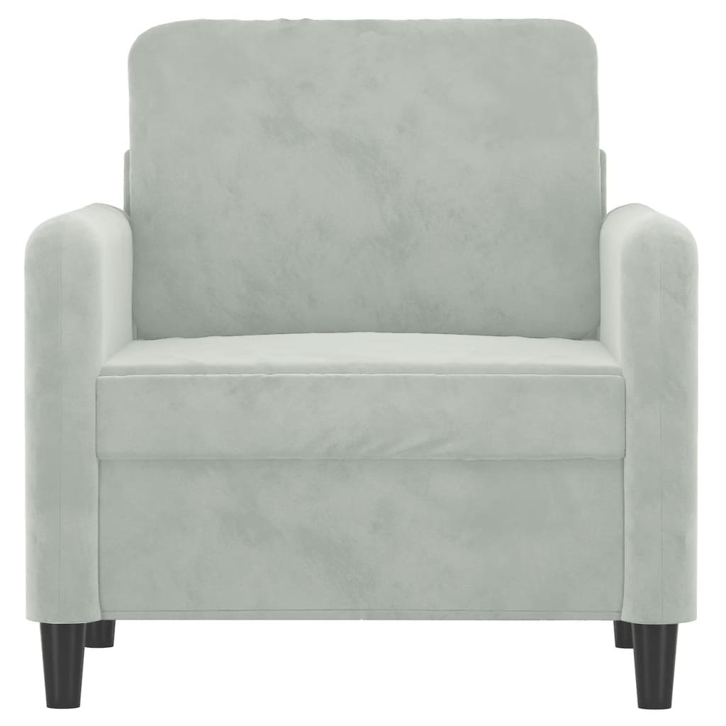 Sofa armchair, light grey, 60 cm, velvet