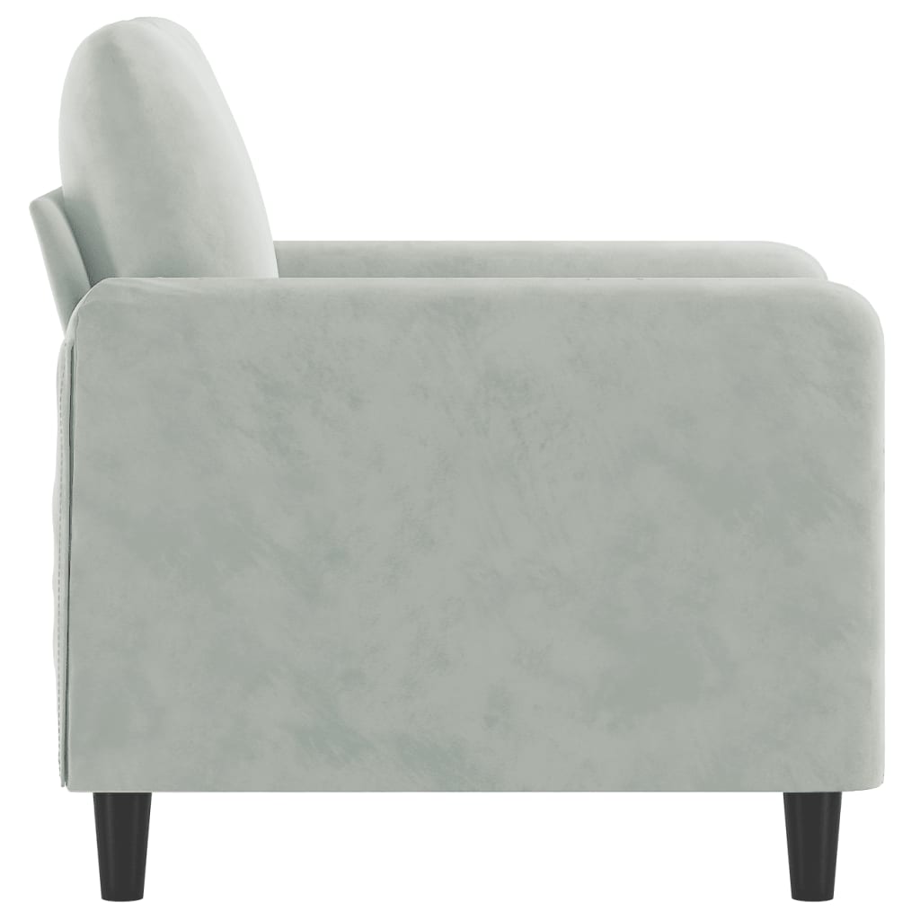 Sofa armchair, light grey, 60 cm, velvet