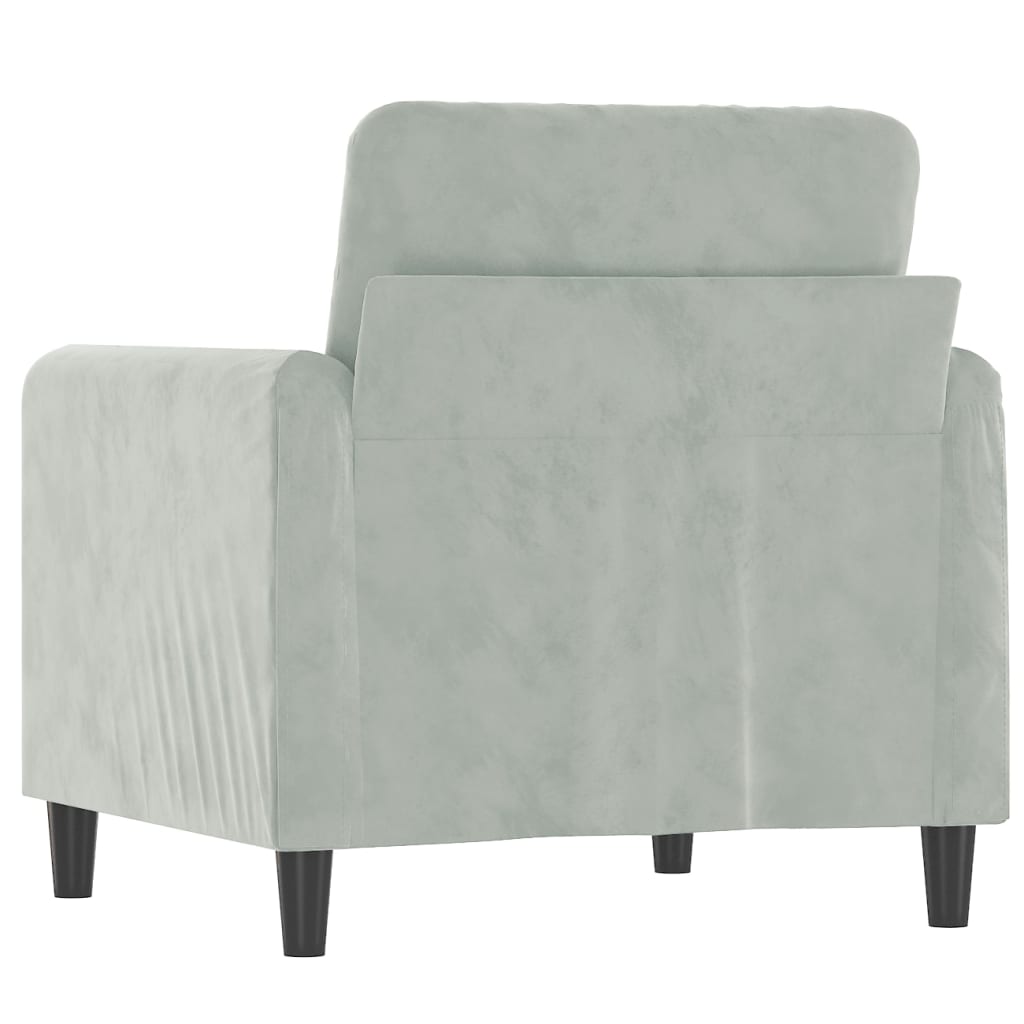 Sofa armchair, light grey, 60 cm, velvet