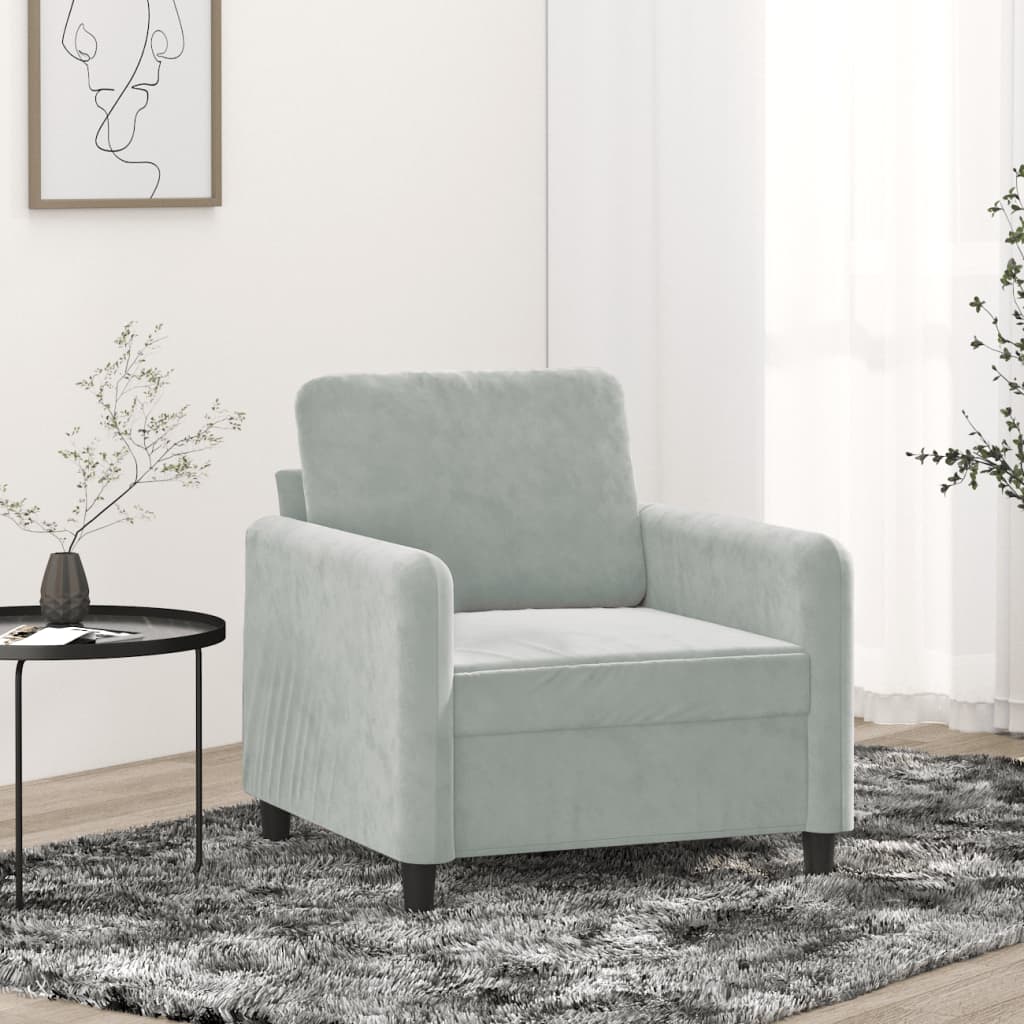 Sofa armchair, light grey, 60 cm, velvet