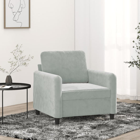 Sofa armchair, light grey, 60 cm, velvet