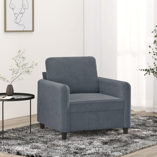 Sofa armchair, dark grey, 60 cm, velvet