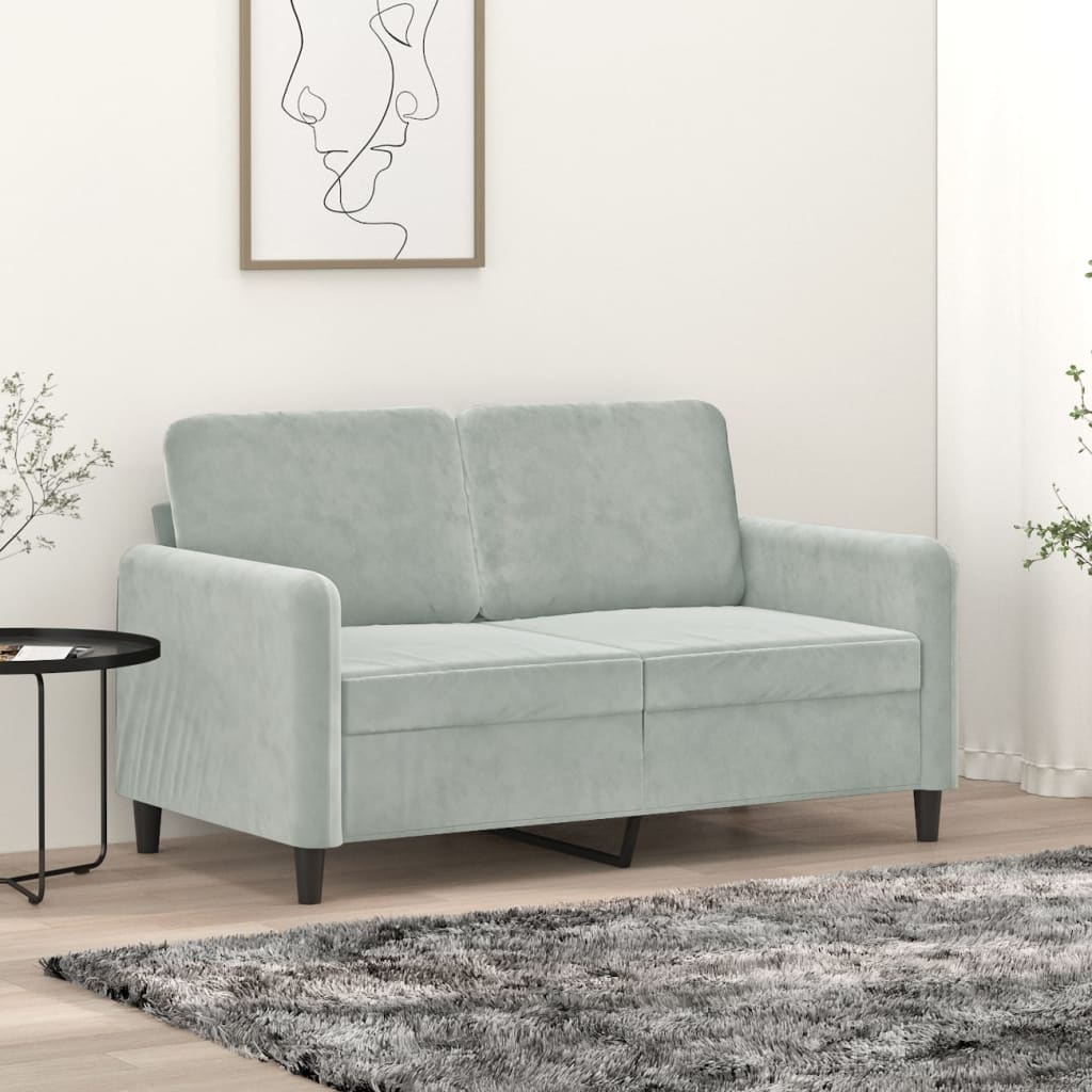 2-seater sofa, light grey, 120 cm, velvet
