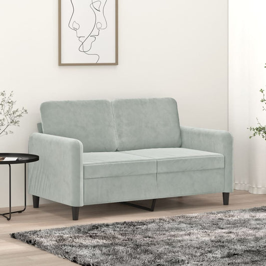 2-seater sofa, light grey, 120 cm, velvet