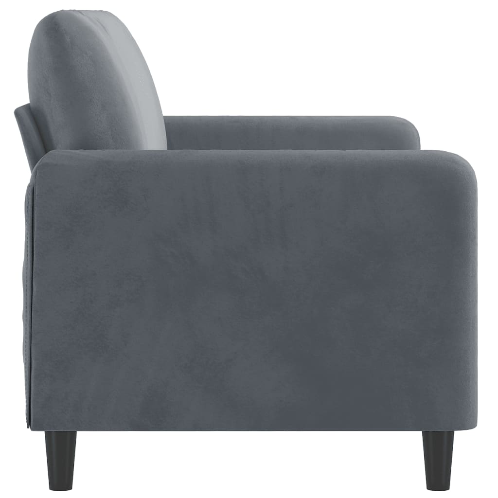 2-seater sofa, dark grey, 140 cm, velvet