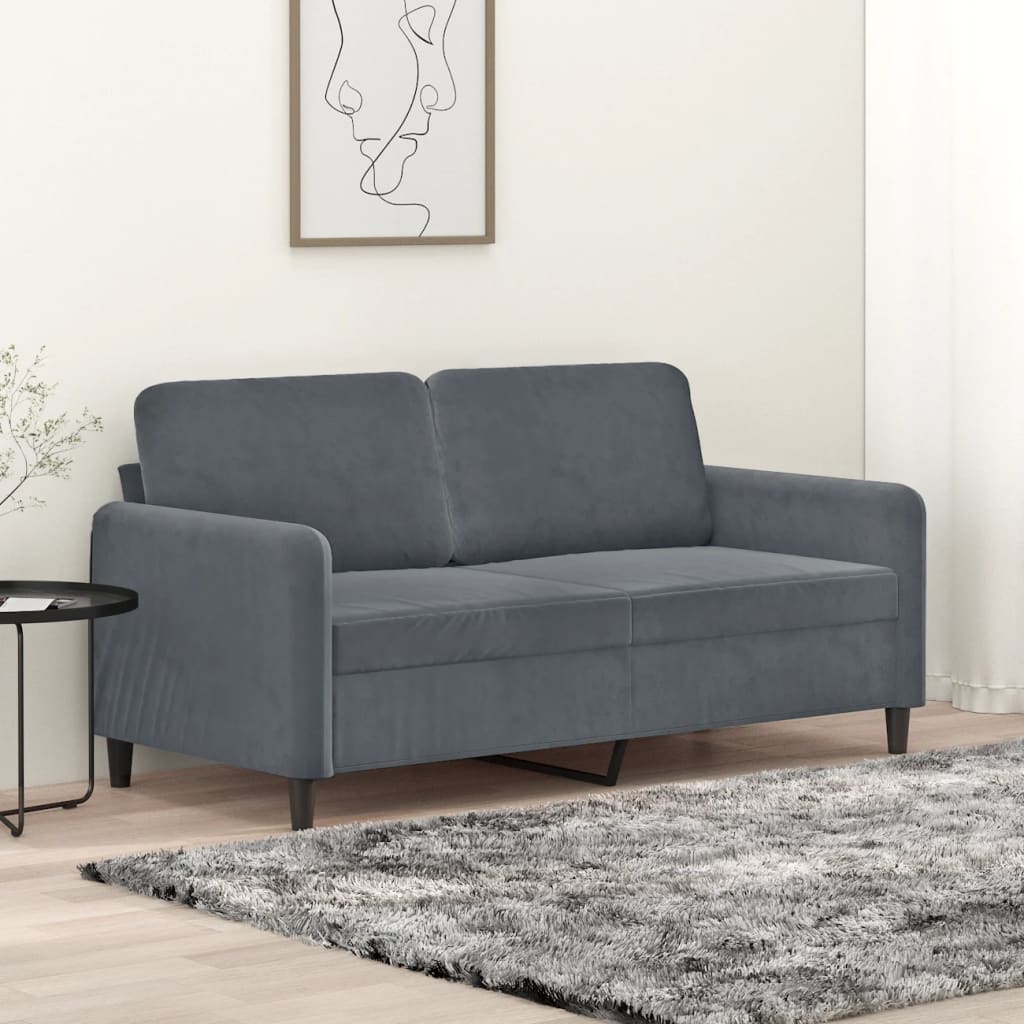 2-seater sofa, dark grey, 140 cm, velvet