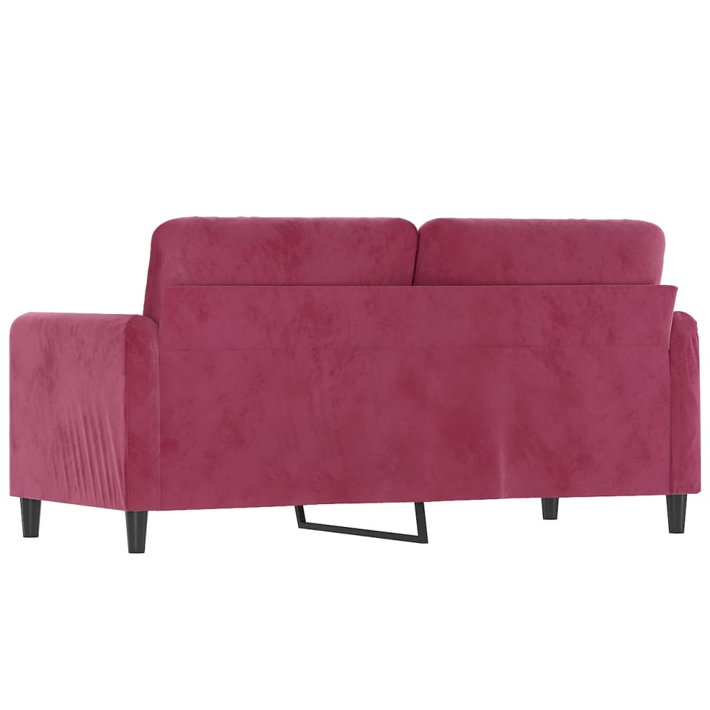 Canapea cu 2 locuri, roșu vin, 140 cm, catifea