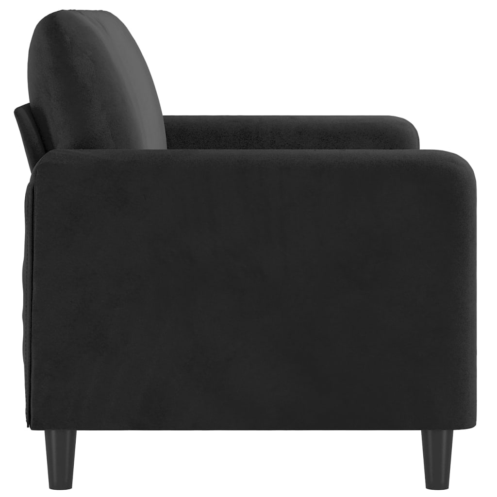 2-seater sofa, black, 140 cm, velvet