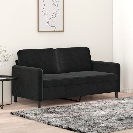 2-seater sofa, black, 140 cm, velvet