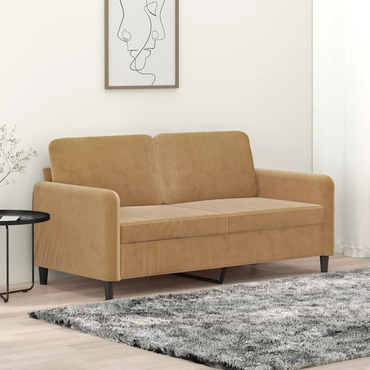 Canapea cu 2 locuri, maro, 140 cm, catifea