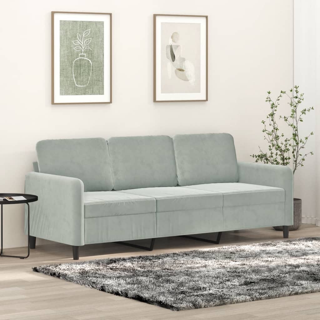 3-seater sofa, light gray, material 180CM velvet