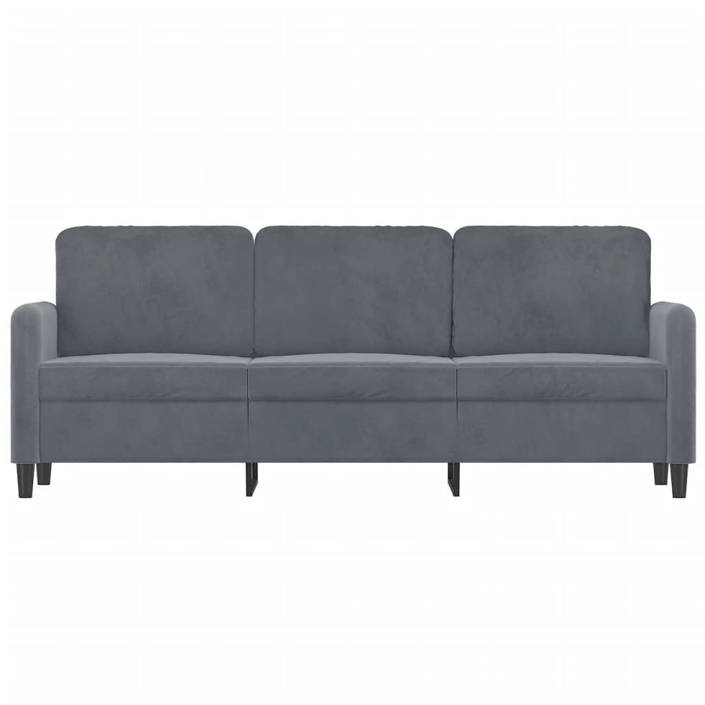 Canapea cu 3 locuri, gri închis, 180 cm, material catifea