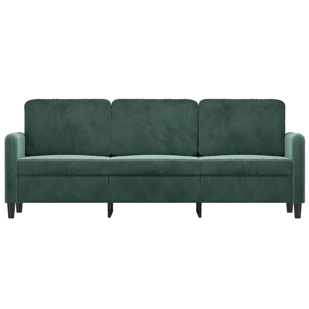 Canapea cu 3 locuri, verde închis, 180 cm, catifea