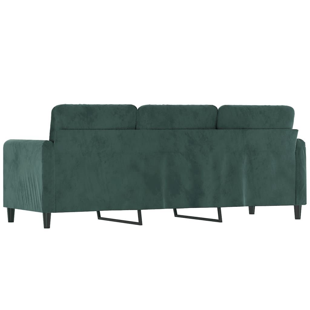 Canapea cu 3 locuri, verde închis, 180 cm, catifea