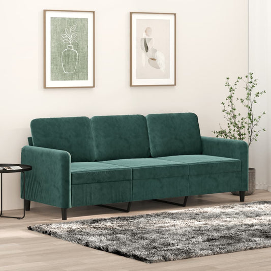 3-seater sofa, dark green, 180 cm, velvet