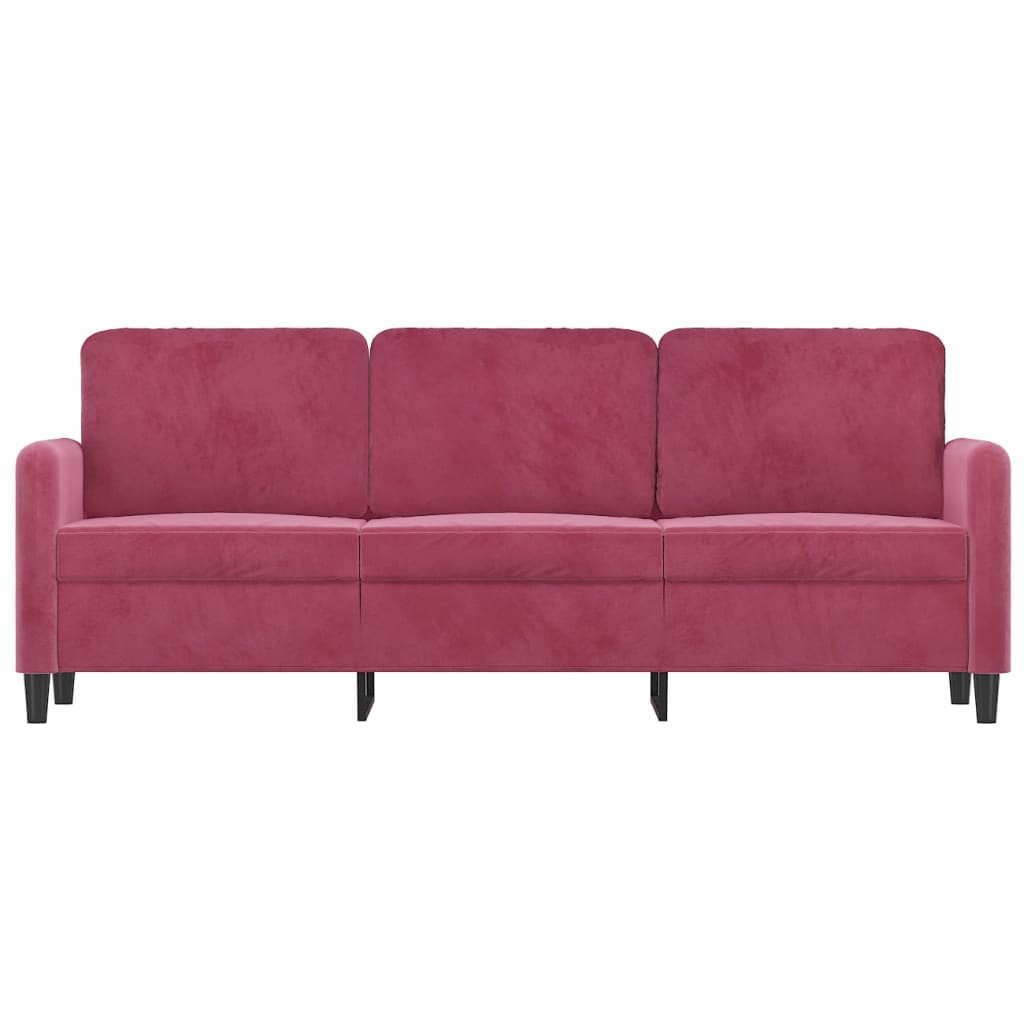 Canapea cu 3 locuri, roșu vin, 180 cm, material catifea