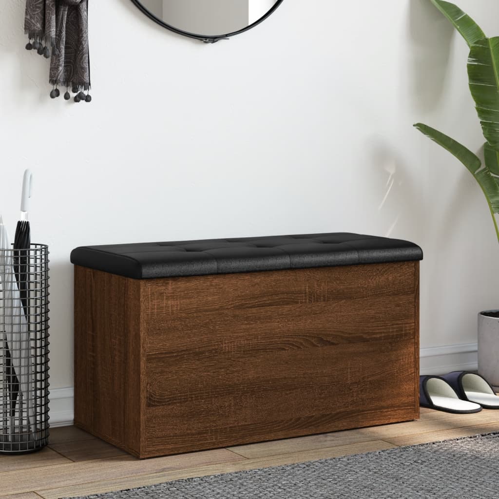 Storage bench, brown oak, 82x42x45 cm, processed wood