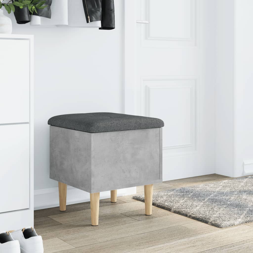Bancă de depozitare, gri beton, 42x42x46 cm, lemn prelucrat