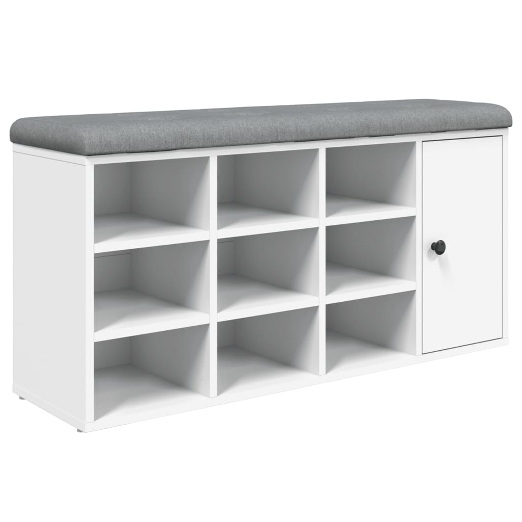 Shoe bench, white, 102x32x50 cm, processed wood