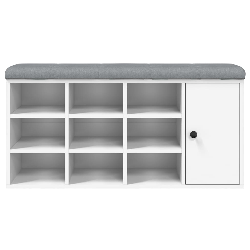 Shoe bench, white, 102x32x50 cm, processed wood
