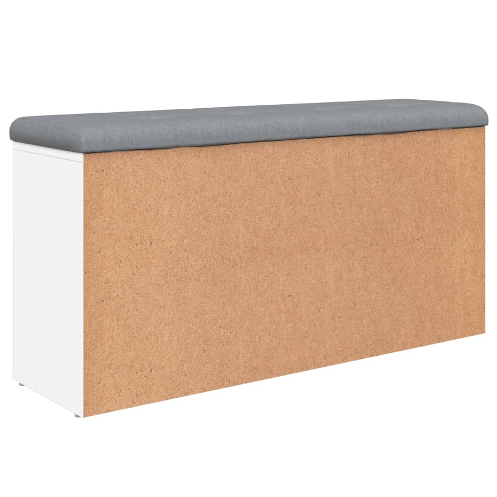Shoe bench, white, 102x32x50 cm, processed wood