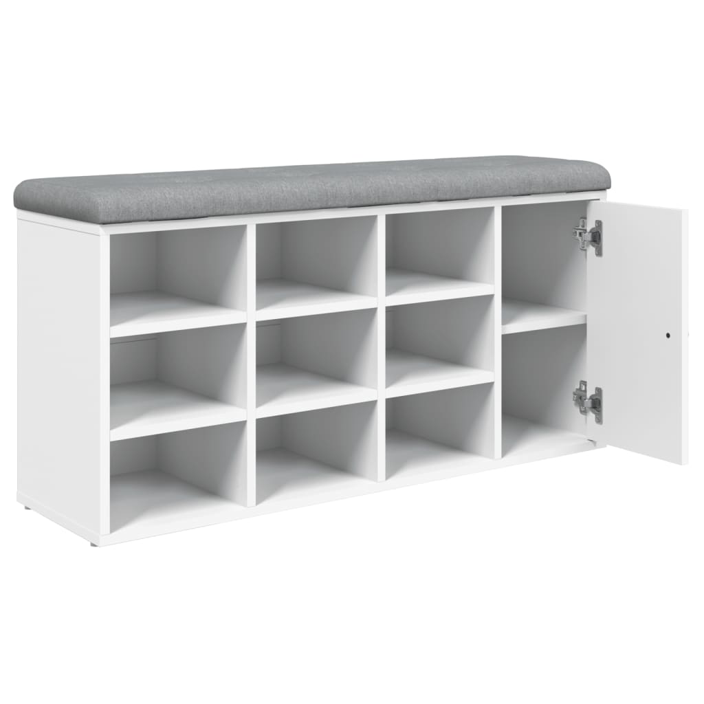 Shoe bench, white, 102x32x50 cm, processed wood
