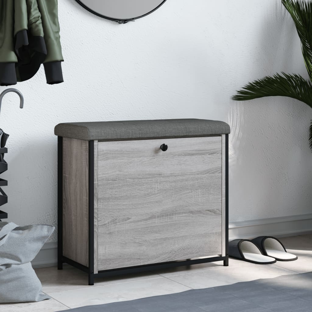 Shoe bench with folding drawer, sonoma grey, 62x32x56 cm