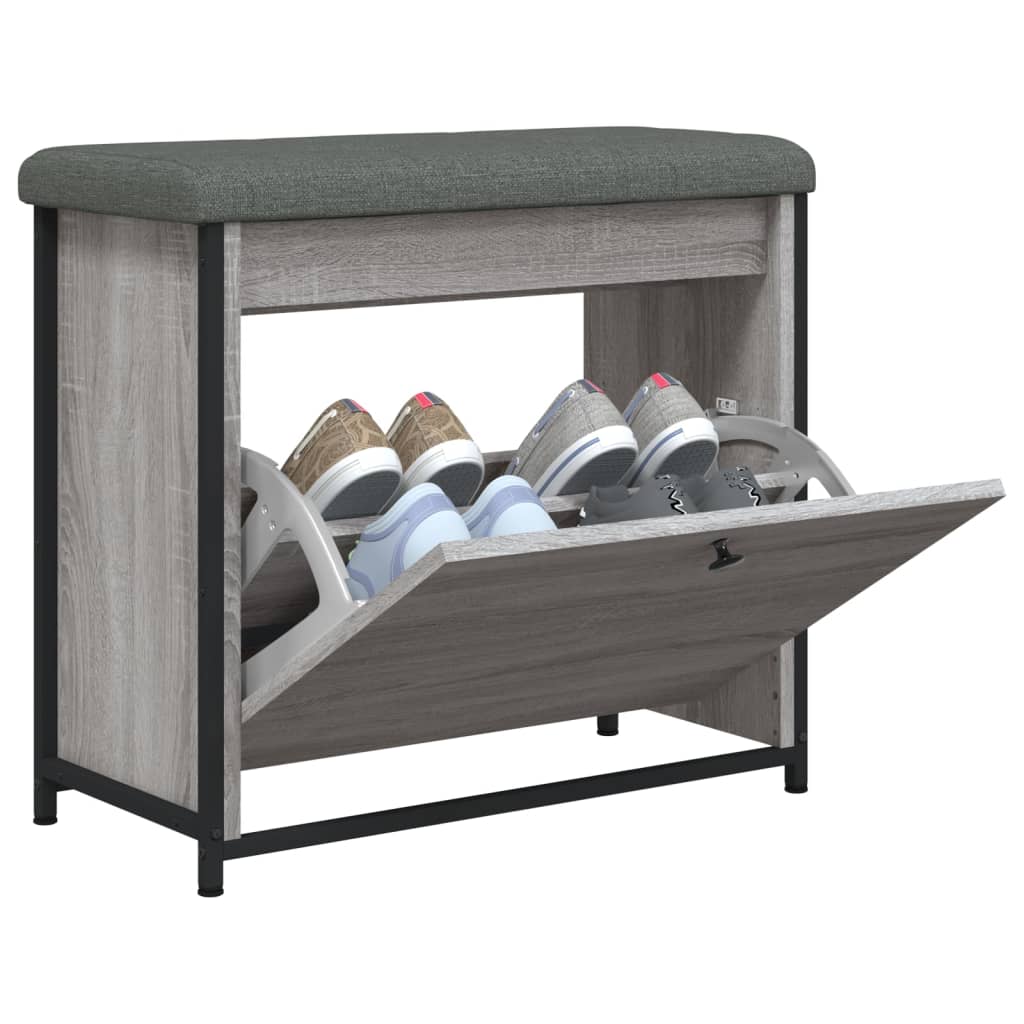 Shoe bench with folding drawer, sonoma grey, 62x32x56 cm