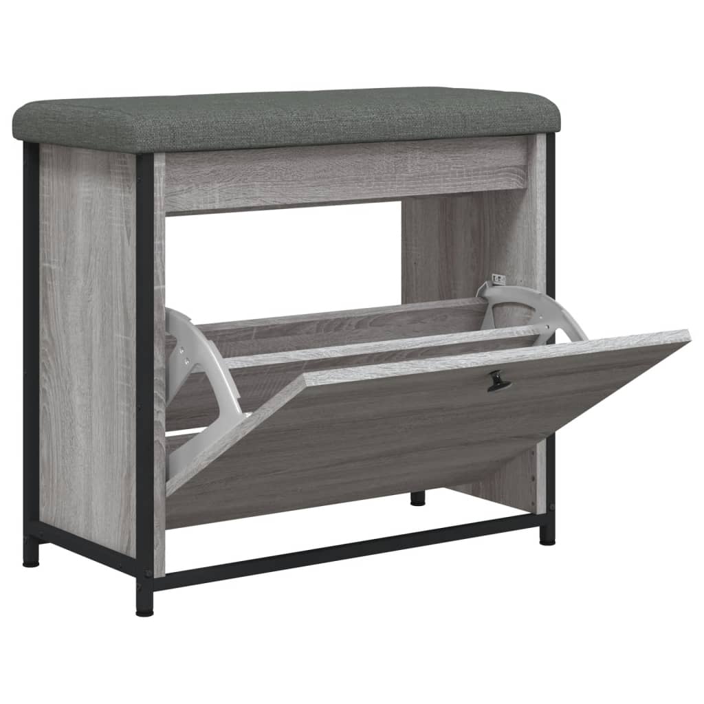 Shoe bench with folding drawer, sonoma grey, 62x32x56 cm