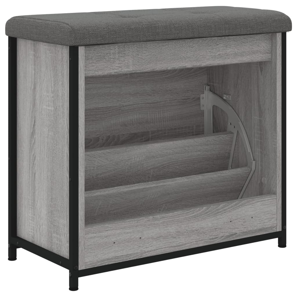 Shoe bench with folding drawer, sonoma grey, 62x32x56 cm