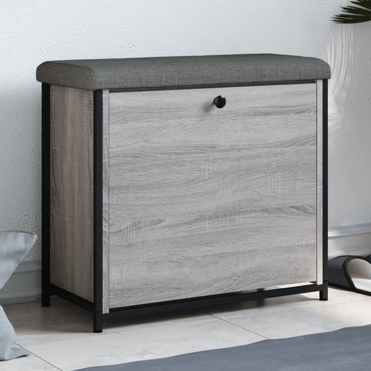 Bancă de pantofi cu sertar rabatabil, gri sonoma, 62x32x56 cm