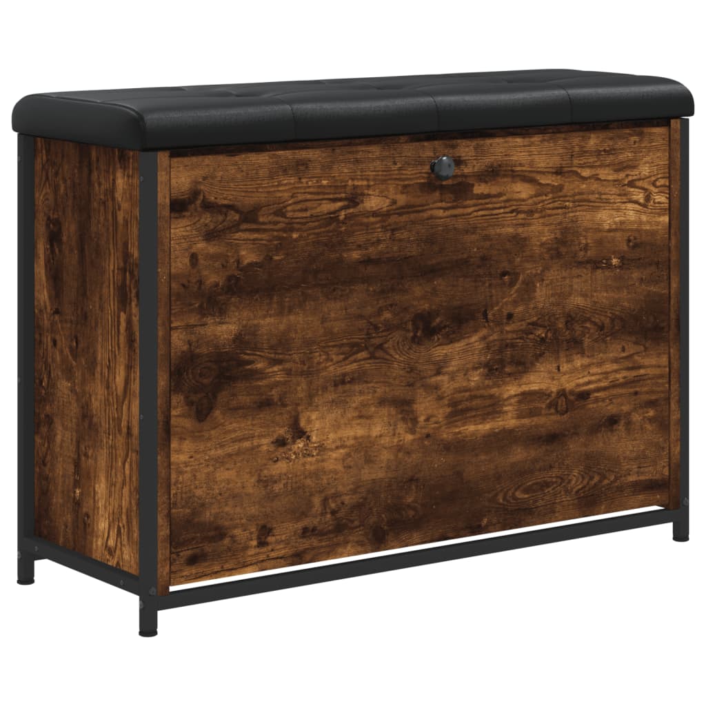 Bancă pantofi cu sertar rabatabil, stejar fumuriu, 82x32x56 cm